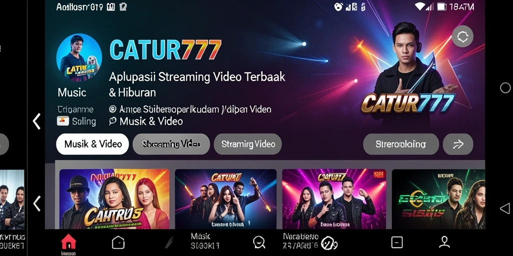 Antarmuka aplikasi Streaming Video CATUR777 yang intuitif dan menarik.
