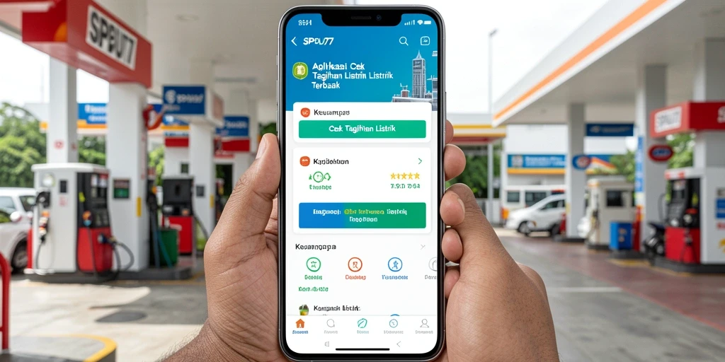Tampilan aplikasi SPBU77 untuk cek tagihan listrik yang informatif.