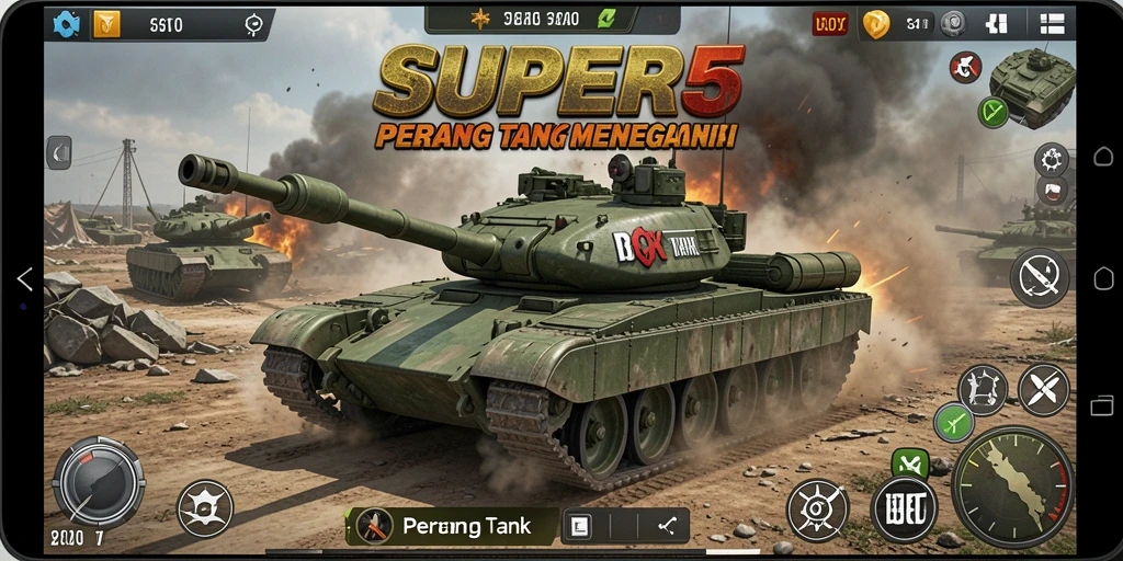 Antarmuka game Perang Tank yang menarik dan intuitif.